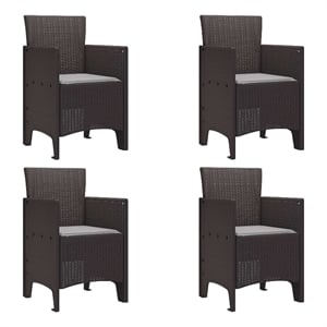 vidaXL Garden Chair 4 pcs Brown Polypropylene