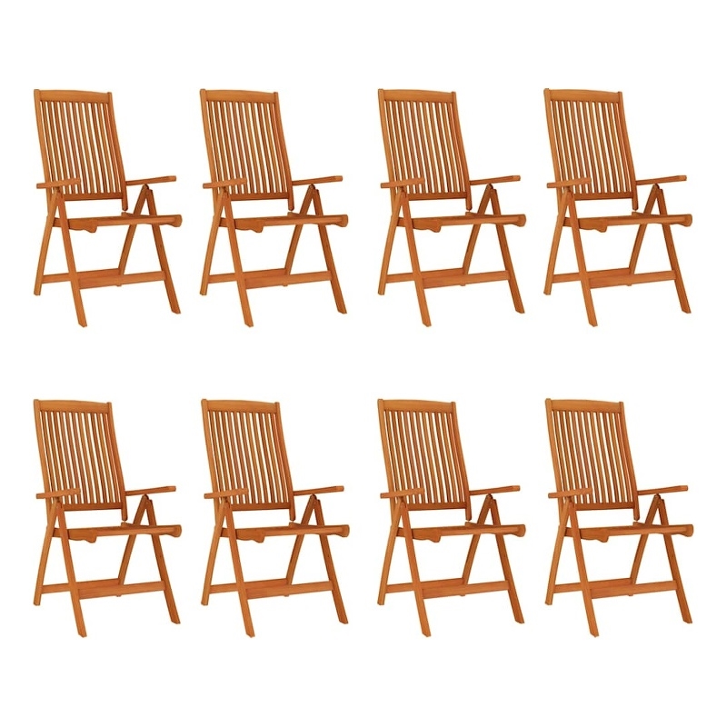 vidaXL Folding Patio Chairs 8 pcs Solid Wood Eucalyptus