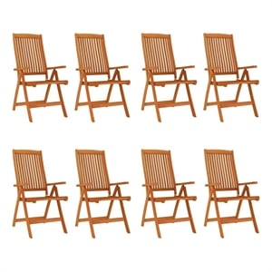 vidaXL Folding Patio Chairs 8 pcs Solid Wood Eucalyptus