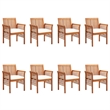 vidaXL Patio Dining Chairs with Cushions 8 pcs Solid Wood Acacia