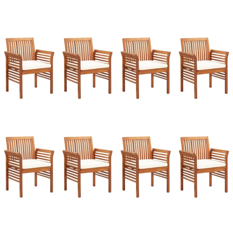 vidaXL Patio Dining Chairs with Cushions 8 pcs Solid Wood Acacia