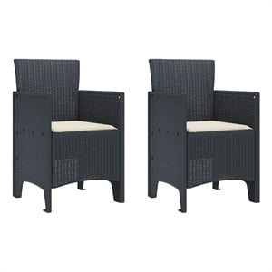 vidaXL Garden Chair 2 pcs Anthracite Polypropylene
