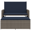 vidaXL Patio Bench with Cushions and Footstool Gray Poly Rattan
