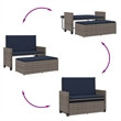 vidaXL Patio Bench with Cushions and Footstool Gray Poly Rattan