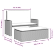 vidaXL Patio Bench with Cushions and Footstool Brown Poly Rattan