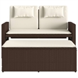 vidaXL Reclining Patio Bench with Cushions Brown Poly Rattan