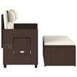 vidaXL Reclining Patio Bench with Cushions Brown Poly Rattan