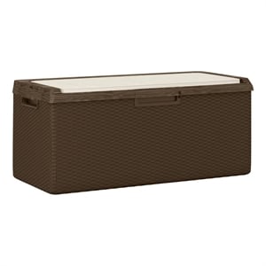 vidaXL Patio Storage Box with Seat Cushion Brown 92.5 gal PP