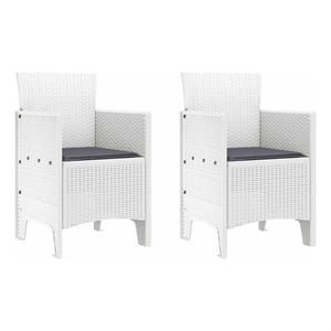 vidaXL Garden Chair 2 pcs White Polypropylene