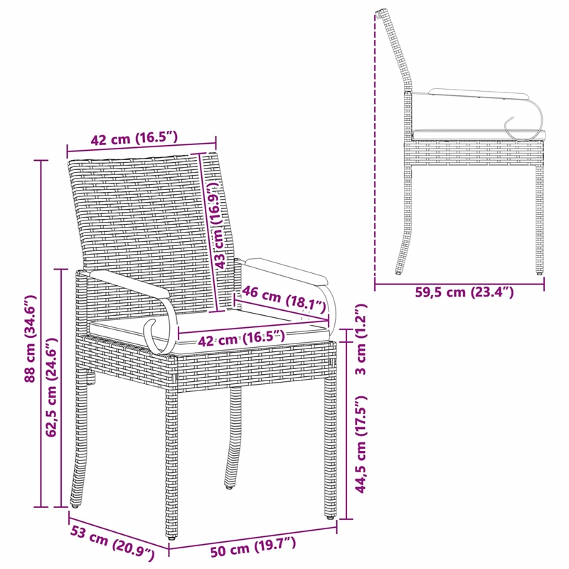 vidaXL Garden Chairs 2 pcs Black and Cream White