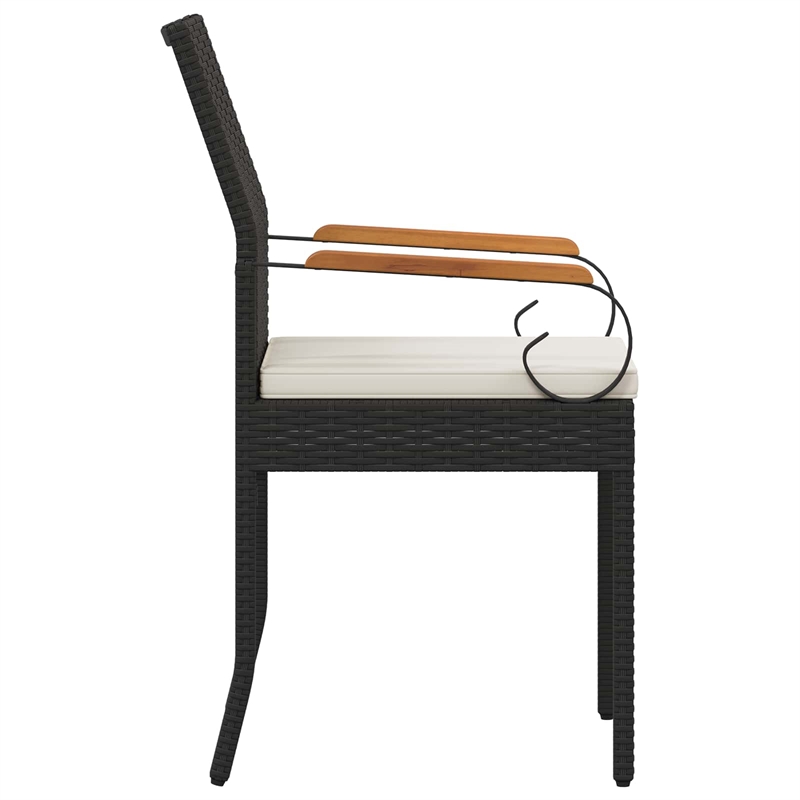 vidaXL Garden Chairs 2 pcs Black and Cream White