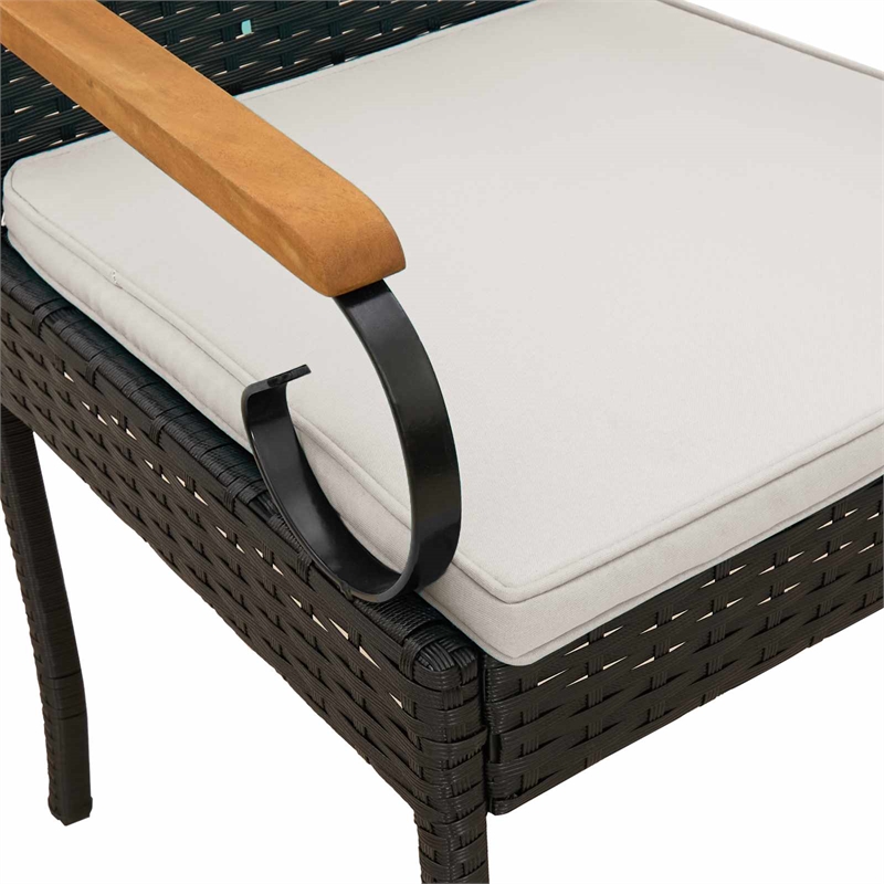 vidaXL Garden Chairs 2 pcs Black and Cream White