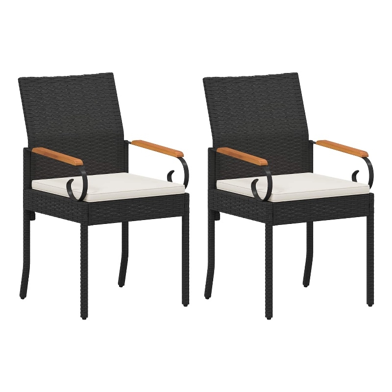 vidaXL Garden Chairs 2 pcs Black and Cream White