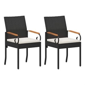 vidaXL Garden Chairs 2 pcs Black and Cream White