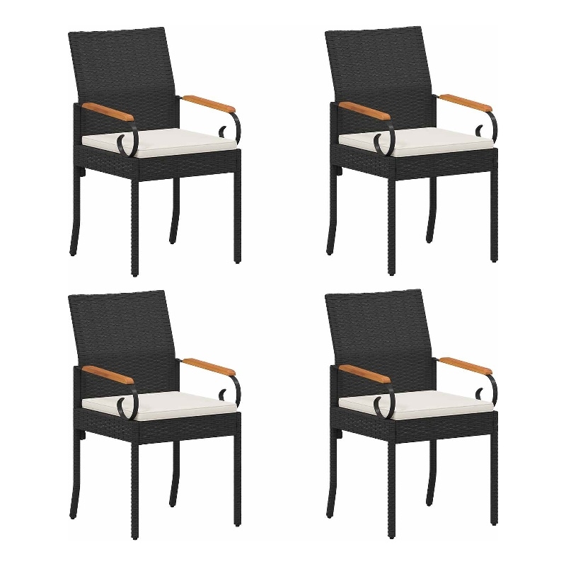 vidaXL Garden Chairs 4 pcs Black and Cream White