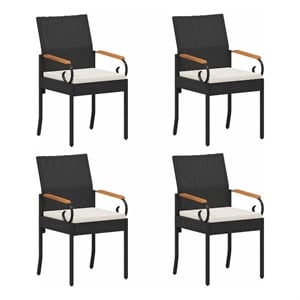 vidaXL Garden Chairs 4 pcs Black and Cream White