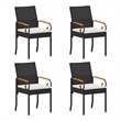 vidaXL Garden Chairs 4 pcs Black and Cream White