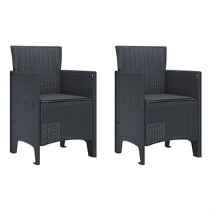vidaXL Garden Chair 2 pcs Anthracite Polypropylene