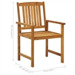 vidaXL Patio Chairs with Cushions 2 pcs Solid Acacia Wood