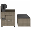 vidaXL Reclining Patio Bench with Cushions Gray Poly Rattan