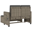 vidaXL Reclining Patio Bench with Cushions Gray Poly Rattan