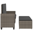 vidaXL Patio Bench with Cushions and Footstool Gray Poly Rattan