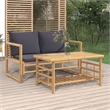 vidaXL 2 Piece Patio Lounge Set with Dark Gray Cushions Bamboo