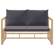 vidaXL 2 Piece Patio Lounge Set with Dark Gray Cushions Bamboo