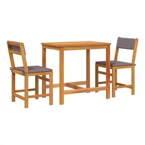 vidaXL 3 Piece Balcony Set with Cushions Solid Wood Acacia