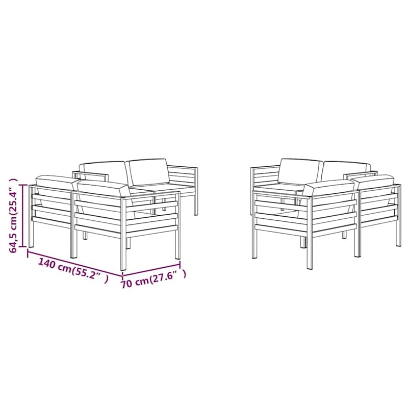vidaXL 8 Piece Patio Lounge Set with Cushions Aluminum Anthracite