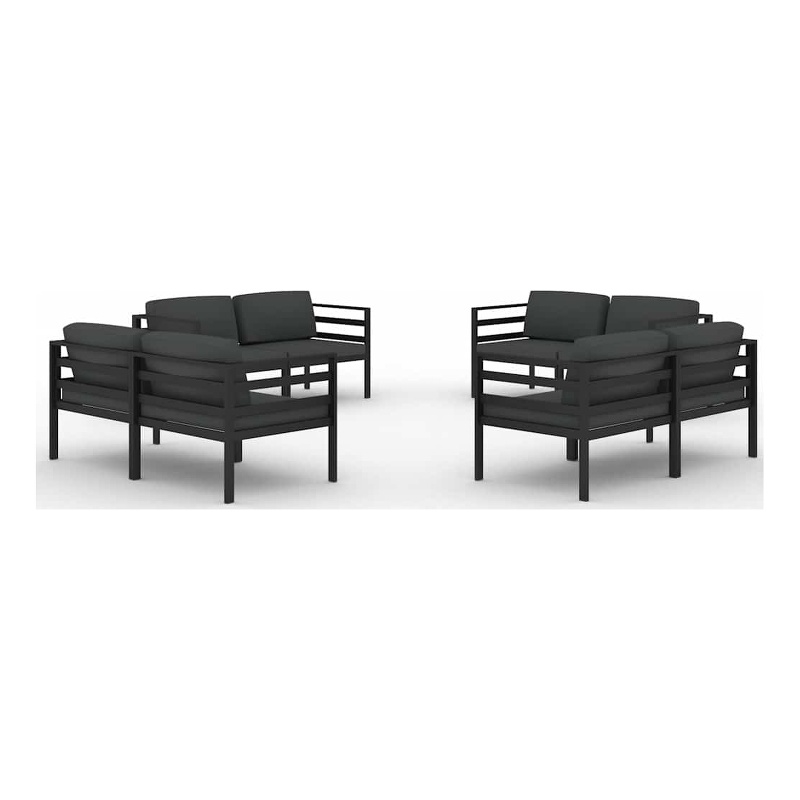 vidaXL 8 Piece Patio Lounge Set with Cushions Aluminum Anthracite