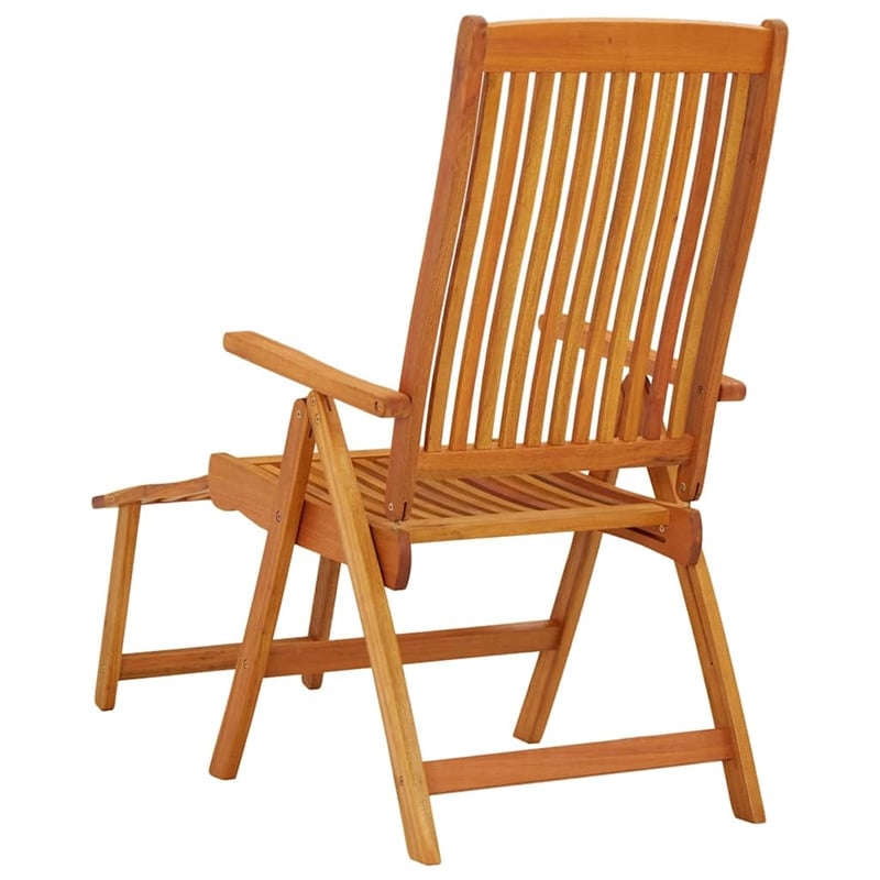 vidaXL Folding Patio Chairs with Footrests 2 pcs Solid Wood Eucalyptus