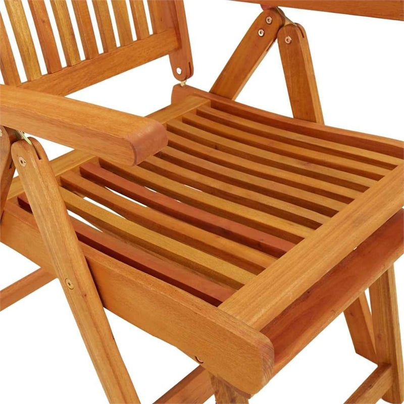 vidaXL Folding Patio Chairs with Footrests 2 pcs Solid Wood Eucalyptus