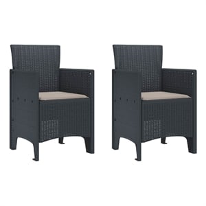 vidaXL Garden Chair 2 pcs Anthracite Polypropylene