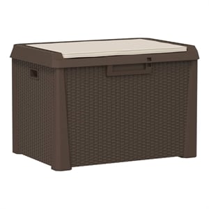 vidaXL Patio Storage Box with Seat Cushion Brown 33 gal PP