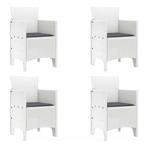 vidaXL Garden Chair 4 pcs White Polypropylene