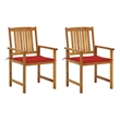vidaXL Patio Chairs with Cushions 2 pcs Solid Acacia Wood