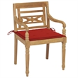 vidaXL Batavia Chairs 2 pcs with Red Cushions Solid Teak Wood