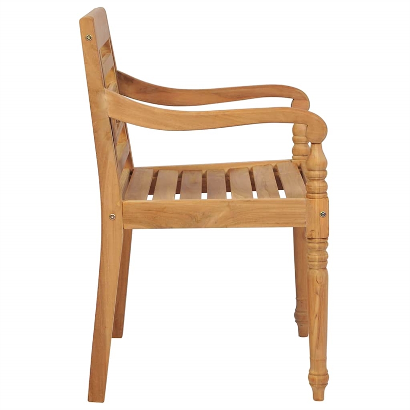 vidaXL Batavia Chairs 2 pcs with Red Cushions Solid Teak Wood