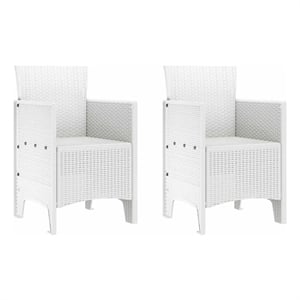 vidaXL Garden Chair 2 pcs White Polypropylene