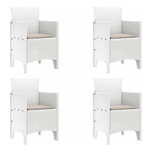 vidaXL Garden Chair 4 pcs White Polypropylene