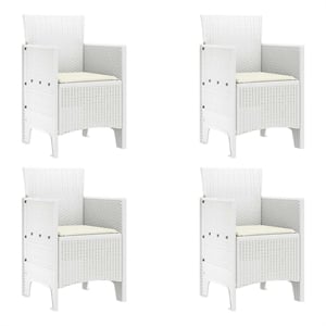 vidaXL Garden Chair 4 pcs White Polypropylene