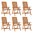 vidaXL Folding Patio Chairs 6 pcs Solid Wood Eucalyptus