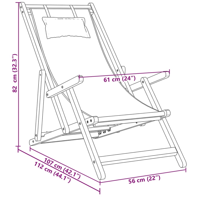 vidaXL Folding Beach Chairs 2 pcs Taupe Fabric and Solid Wood