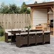 vidaXL 9 Piece Patio Dining Set with Cushions Brown Poly Rattan