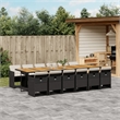 vidaXL 13 Piece Patio Dining Set with Cushions Black Poly Rattan