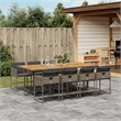 vidaXL 9 Piece Patio Dining Set with Cushions Gray Poly Rattan