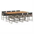 vidaXL 9 Piece Patio Dining Set with Cushions Gray Poly Rattan
