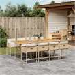 vidaXL 9 Piece Patio Dining Set with Cushions Beige Poly Rattan