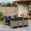 vidaXL 7 Piece Garden Dining Set with Cushions Grey Poly Rattan